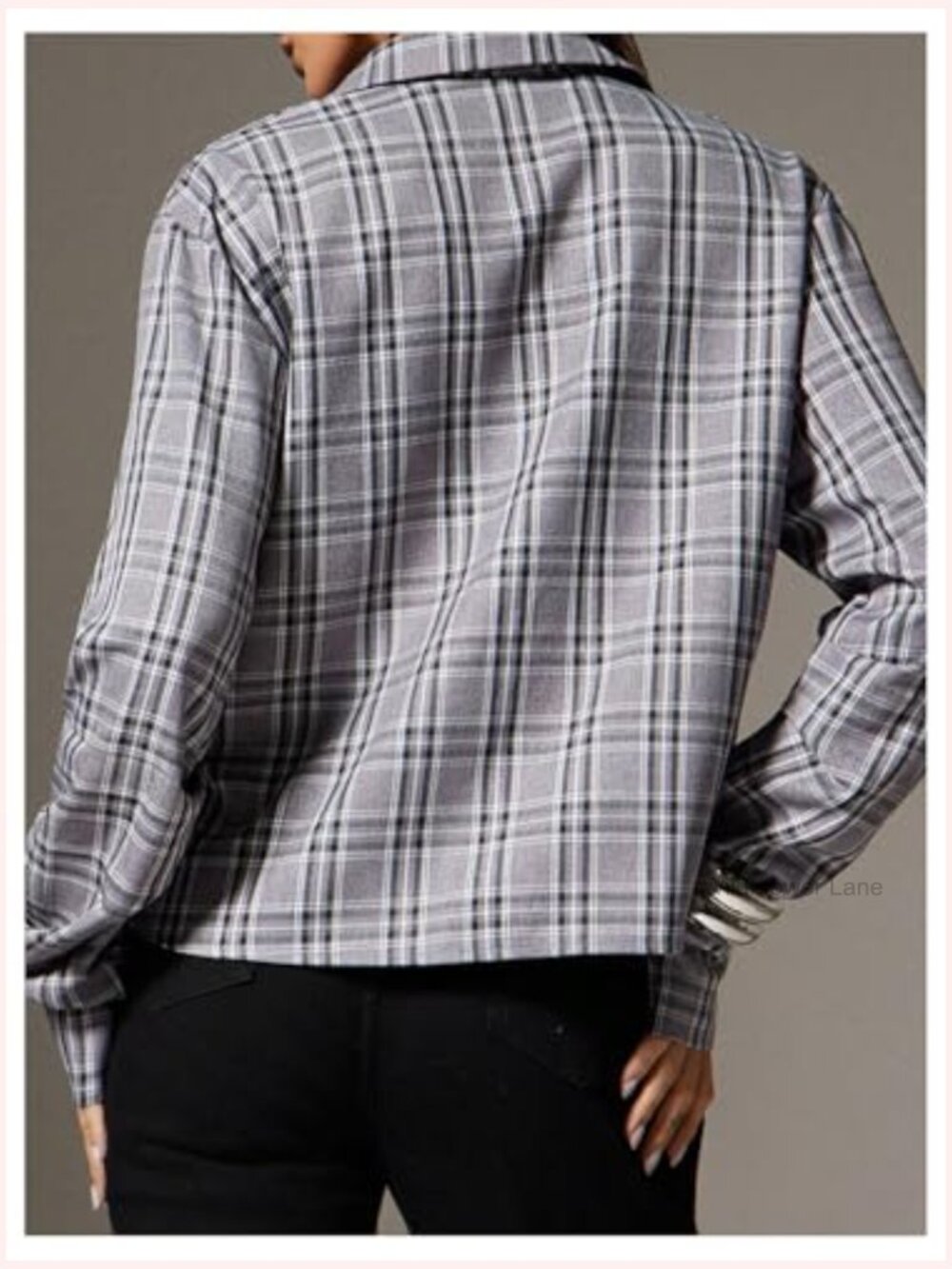 Plaid Button Down Shirt Long Sleeve Blouse Top - Picture 3 of 5